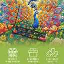 Stained Glass Peacock Puzzles for Adults 1000 PiecesMosaic Bird Peacock Garden Flower Jigsaw Puzzle ArtColorful Impossible Hard Challenge for Adults