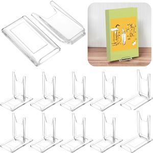 10 Pack Book Display Stands Adjustable Clear Easel Collector Display Holder for Comic Artwork Album CD Magazine Postcard Cookbooks Photos
