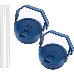 2 Pack 40 oz Tumbler Flip Straw Lid Replacement Fit for 40 oz Stanley Quencher, Leak Proof,Handle On Top,Reusable Tumbler Cover Compatible with 40oz Stanley Quencher (Navy Blue)