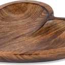EDHAS Mango Wood Heart Curved Shaped Decorative Bowl for Table Centerpieces Home Party Wedding Dcor (10" x 10" x 1.5")
