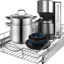 Pull Out Cabinet Organizer 11" W x 21" D, Heavy Duty Kitchen Cabinet Pull Out Shelves, Slide Out Wire Basket for Kitchen Cabinets, Bathroom, Pantry, Chrome Finish