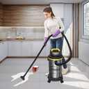 STANLEY Shop Vacuum Wet/Dry, 5 Gallon, 4 Horsepower, Stainless Steel Wet/Dry Vac Silver+Yellow+Black