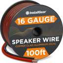InstallGear 16 Gauge Speaker Cable - 100 ft True Spec Soft Touch Audio Wire for Car Stereos, Home Theater, Surround Sound - Flexible 16 AWG Speaker Wire - Easy Installation - Red/Black