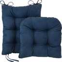 Klear Vu Omega Non-Slip Rocking Chair Cushion Set, Assembled in USA, Thick Padding & Tufted Design, Includes Seat Pad & Back Pillow with Ties, 17x17 Inches, 2-Piece Set, Twillo Indigo