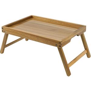 VaeFae Acacia Bed Table Tray, Wooden Breakfast Tray with Folding Legs, Bed Tray for Eating and Laptop, Eating Trays for Bedroom (Medium), 