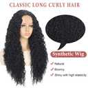 Curly Wig for Women long Black Curly Wigs 26inch Synthetic Middle Part Wig Natural Looking Hair Replacement Curly Wigs for Daily Party Use