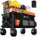 38"L Collapsible Wagon Cart Foldable, 460lbs Weight Capacity 220L Heavy Duty Folding Beach Wagons with Big All-Terrain Wheels, Utility Carts for Groceries, Shopping, Camping, Sports - Black