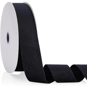 Black 1.5 inch Velvet Ribbon, Double Faced Continuous 20 Yards Velvet Ribbon Use for Christmas Tree Ornaments, Gift Wrapping, Bow Making, Wreath Decoration, Wedding Boutonnieres, Handmade Crafts, Black, .5" X 20 Yards