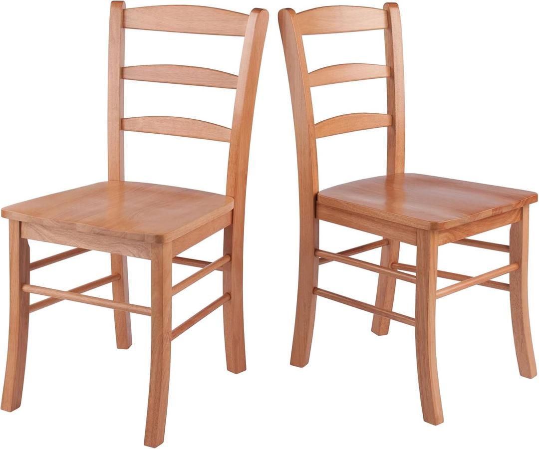 Winsome Benjamin Ladder Back Chairs, Light Oak Finish, Set of 2 (16.6W x 20.5D x 34.7H In, Natural)