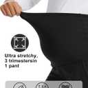 Women's Maternity Scrub Pants with 6 Pockets, 4-Way Stretchy Straight Leg Pregnancy Workwear Pant (Black, M)
