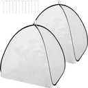DECOHS 2 Pcs White Pop Up Plant Shade Cover Tent, 22 x 22 x 22 Inch Garden Sunshade Cloth Sun Protection Tent, 60% Sunblock Plant Cover Net with Stakes for Outdoor Plants Flower Potted