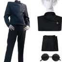 Moalioi Satoru Cosplay Anime Cosplay Costume Outfit Uniform with Eye Mask Glasses Wig Full Set for Men, S