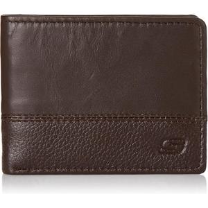 Skechers Mens Passcase RFID Leather Wallet with Flip Pocket, Brown Tonal, One Size