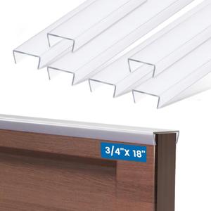 Cabinet Edge Protector, 18" Length 3/ 4" Thick Slip-On Plastic Edge Guard Cabinet Door Drawer Protector to Prevent Wear, Discoloration, 6 Pack Clear