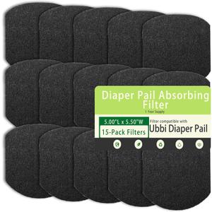 15 Pack Activated Carbon Filters for Ubbi Diaper Pail,Filter Odor Eliminator,Odor Absorber Carbon Filter Compatible with Ubbi Diaper Pail,Keep Air Clean And Fresh
