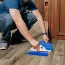 Camco Dust Pan with Whisk Broom-Whisk Broom Snaps into Dust Pan After Use|Hanger Hole for Convenient Storage|Excellent for Traveling,RVs,Campers Campsites,Dorm Rooms&More-(43945),Blue,1 Size