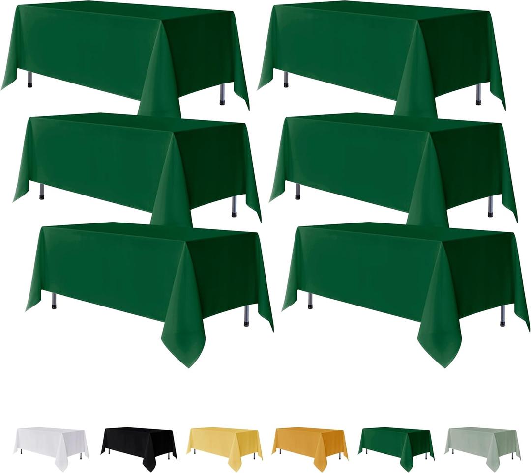 Fitable 6 Pack Hunter Green Rectangle Table Clothes - 70 x 120 Inch - Wrinkle and Stain Resistant Fabric Tablecloths, Washable Polyester Table Covers for Wedding Christmas Party Banquet Formal Events