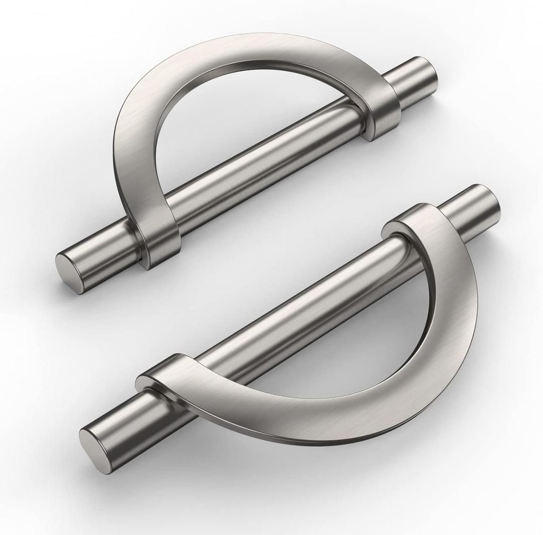 Amerdeco 10 Pack Brushed Satin Nickel Cabinet Pulls 3.75 Inch(96MM) Hole Centers Kitchen Cabinet Handles Hardware (3.75"/96MM Hole Center)