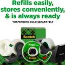 Scotch Magic Tape, Invisible, Holiday Supplies and Gift Wrap Tape, 6 Rolls with Dispenser, 3/4 x 1000 Inches
