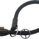 Aiminto Braided Round Martingale Dog Collar, Training Collar with Slidable Stop Ring and Adjustable Stopper - Ideal for Medium Dogs (M Long, Black)
