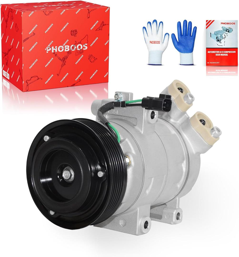 PHOBOOS A/C Compressor with Clutch Compatible with Ford Escape 2008-2012 & Mazda Tribute 2008-2012 & Mercury Mariner 2008-2012, 2.3L/2.5L, Fast Cooling, Low Noise, Easy Installation, Ref. CO-11332C