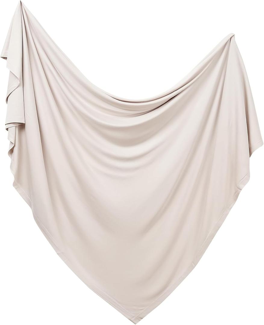 PurComfy Supersoft Swaddle Blanket, Premium Bamboo Viscose Baby swaddling Blankets for Newborns, Lightweight & Breathable Swaddle Blankets for Boys and Girls, 47 x 47, Neutral Baby Essentials