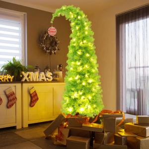 Christmas Tree 6FT with Flexible Branches - Whimsical Design Perfect for Yard, Includes Sturdy Stand for Outdoor & Indoor Use (Green-01)