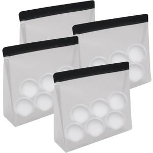 4 Pack Reusable Ice Storage Bags,Leak Proof Ice Bags With Secure Zip Close Design,Bpa-Free Ice-Bags,Free Lunch Bag,Durable Ice Bag,Freezer Storage Bag for Ice and Food Storage (Black 4 Pack)