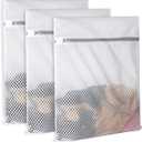SUERIV 3Pcs Durable Honeycomb Mesh Laundry Bags for Delicates 125gsm Net Fabric Durable and Reusable Delicate Wash Bag,Organization Bag for Lingerie,Sock,12 x 16 Inches(3 Medium)