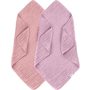 SWEET DOLPHIN Muslin Baby Bath Towels Blanket - 2 Pack 100% Cotton Towel for Babies, Infants, Toddlers - 40x40Inch - Highly Absorbent, Light Sakura