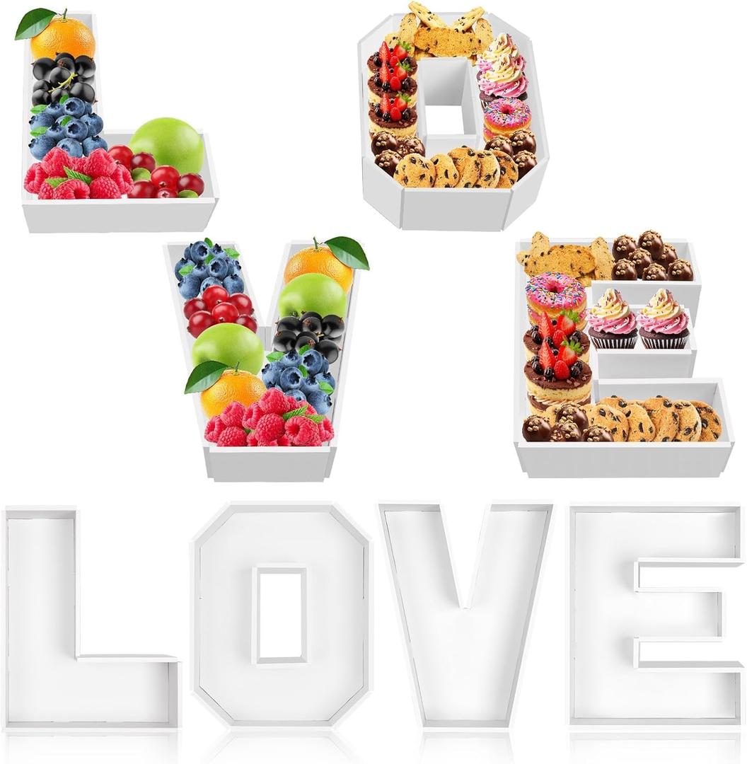 Love Charcuterie Letter Box Love Letter Trays Food Fillable Tray Box Foam Board Box for Valentine's Day Baby Shower Gender Reveal Birthday Party Decorations Supplies