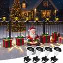 Solar Christmas Fence Lights Outdoor Decor, Waterproof Patio Lights with Warm White Color for Holiday & Halloween Decor, for Fence, Trampoline, Stairs, Yard, Pathway, 4 Pack