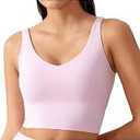 Womens Sports Bra with Padded Longline Running Bra Blue Paisley Bandana Workout Crop Tank Tops, Size M