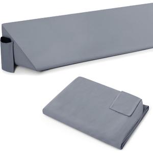 Horbaunal Queen Size Bed Wedge Pillow Cover for Headboard Gap, Headboard Wedge Pillow Case Cover Only, 60" x 10" x 6", Silver Grey