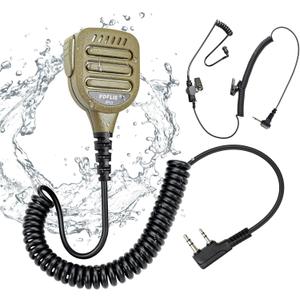 IP65 Waterproof Shoulder Mic Walkie Talkie Radio Speaker Microphone 3.5mm Audio Jack Reinforced for Baofeng Kenwood Retevis Arcshell bf-f8hp uv 5r uv5r uv-5r tk 240 rt21 rt22 (Color Coffee)
