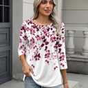 Zeagoo 3/4 Length Sleeve Women Tops Crew Neck Blouses Dressy Casual Summer T Shirts Loose Fit Business Work Clothes (M)