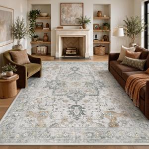 GENIMO 6x9 Washable Area Rugs for Living Room, Non Slip, Gray Beige