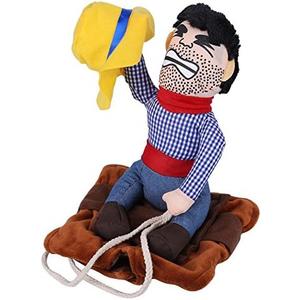 Fdit Pet Dog Costume Funny Cowboy Clothes Dogs Outfit Knight Clothes with Doll and Hat for Halloween Cosplay Party(L)