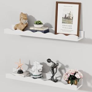 Floating Shelves for Wall Décor 24 Inch Long Set of 2 Nursery Book Shelves Bathroom Shelves Over Toilet Shelf for Books, Plants, Toys, Photo Frames, Picture Ledge-Grey 