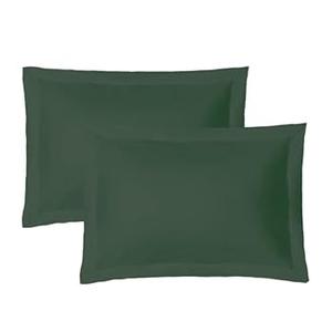 iMaylex Soft and Breathable 100% Egyptian Cotton Envelope Pillow Shams, Silk-Like and Cozy Decorative Pillow Covers, Set of 2, Dark Green, Standard