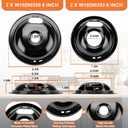 W10290350 W10290353 Porcelain Burner Drip Pans & MP22YA Electric Range Burner Element Unit Set & 330031 Range Burner Receptacle Kit by Cenipar-Compatible with Whirlpool Frigidaire Range Oven/Stove