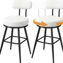 VASAGLE 360° Swivel Bar Stools Set of 2, Counter Height Bar Stools with Back, Boucle Fabric, Contemporary Modern, 25.4 Inch Tall, Kitchen and Home Bar, Cloud White ULBC130W01V1