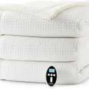 Heated Electric Blanket Throw Waffle 84"x 90" Auto Shutoff Machine Washable
