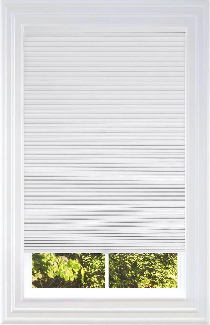 BlindsAvenue Cellular Honeycomb Cordless Shade, 9/16" Single Cell, Blackout, Cotton White, Size: 33.5" W x 72" H