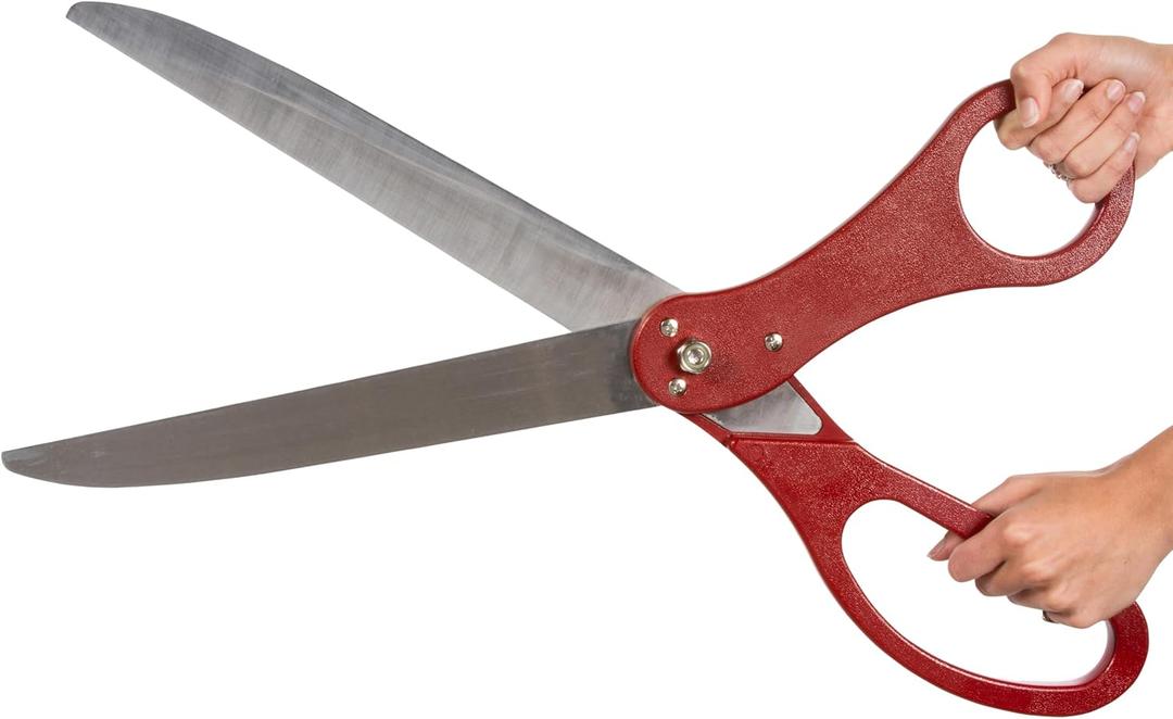 25" Giant Scissors for Grand Opening  Ceremony Big Ribbon Cutting Scissors Red for Special Events Heavy Duty Shears Inauguration and Ceremonies Theater Performances