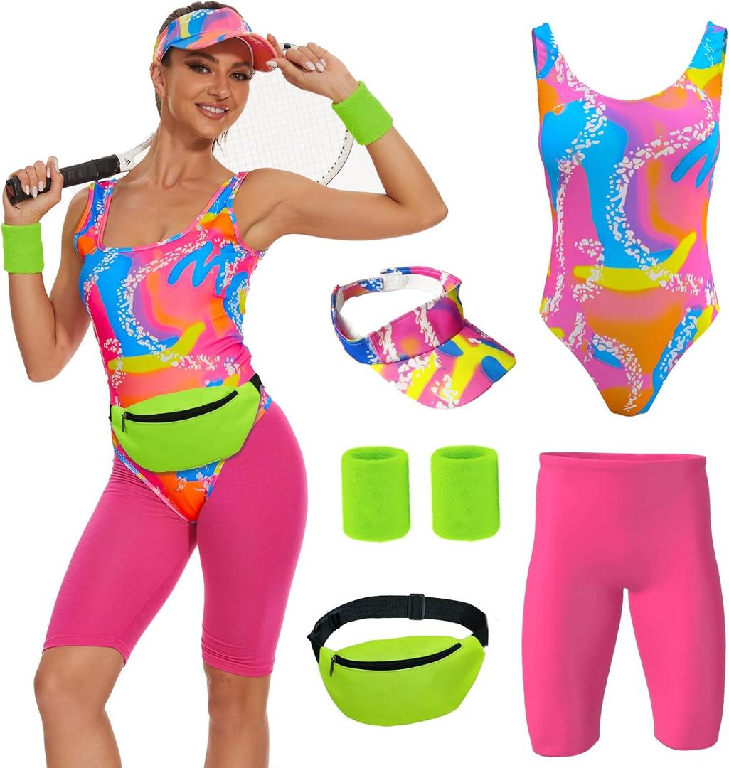 80s Workout Outfit for Women - 80s 90s Workout Costume Set for Halloween, Cosplay, Couples Outfits or Dancewear.
Size M