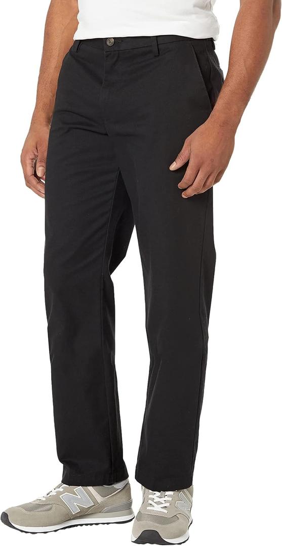 Amazon Essentials Men's Straight-Fit Wrinkle-Resistant Flat-Front Chino Pant (Black) 42Wx34L