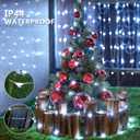 JMEXSUSS 2 Pack Solar String Lights Outdoor Waterproof, Each 33FT 100 LED Solar Fairy Lights Outdoor, 8 Modes White Christmas Light for Outside Yard Tree Patio Garden Wedding Christmas Decorations White