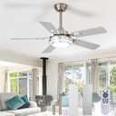 Depuley 42-Inch Ceiling Fan with Light: Brushed Nickel Ceiling Fans with 5 Blades Dual Finish Reversible - Farmhouse Ceiling Fan with Remote Control for Living Room Outdoor Patios