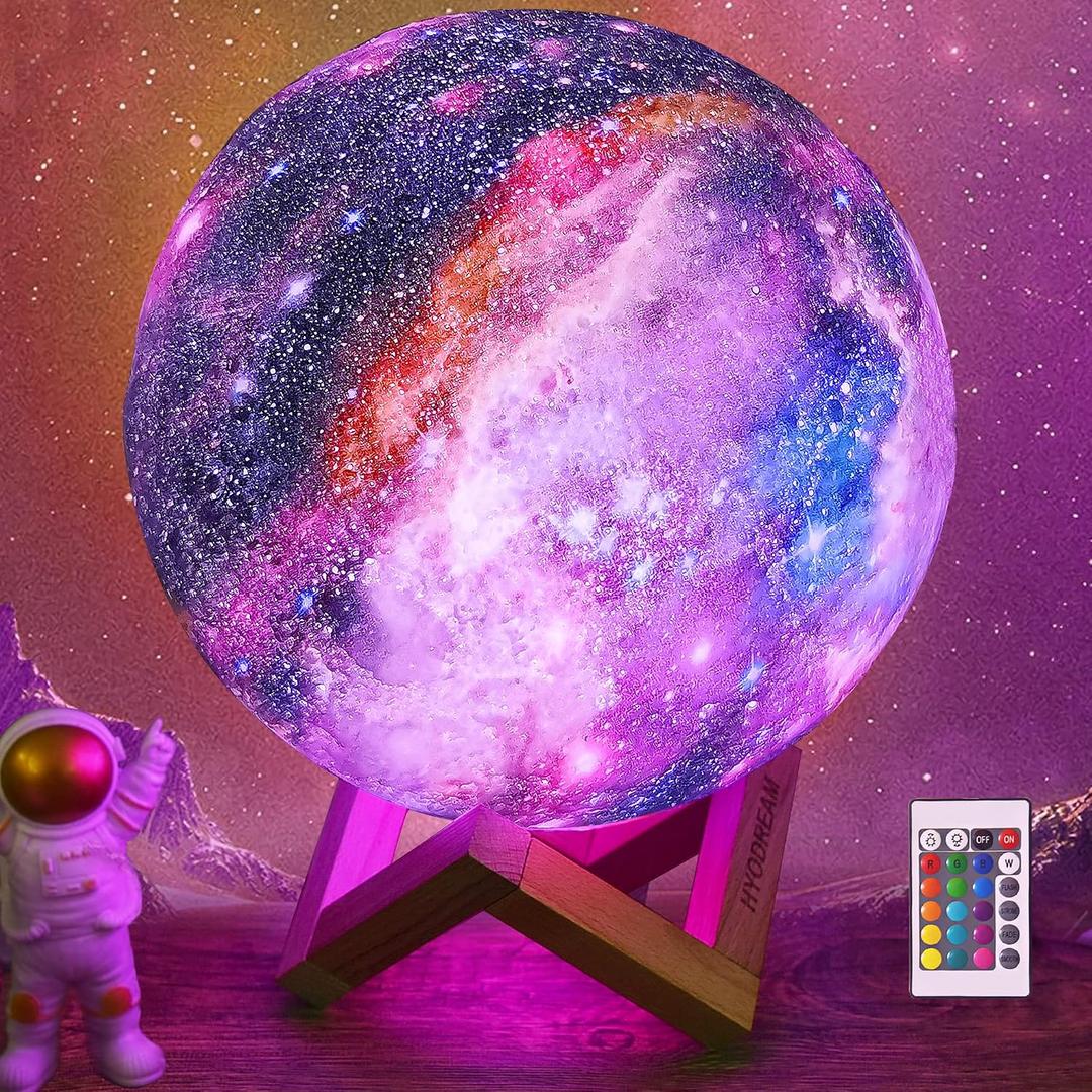 7.9 inch Large Moon Lamp Galaxy Starry Moon Night Light with Touch and Remote Control 16 Colors as Cool Lamp Gift for Boys or Girls